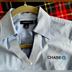 3/4 sleeve Chase Bank blouse